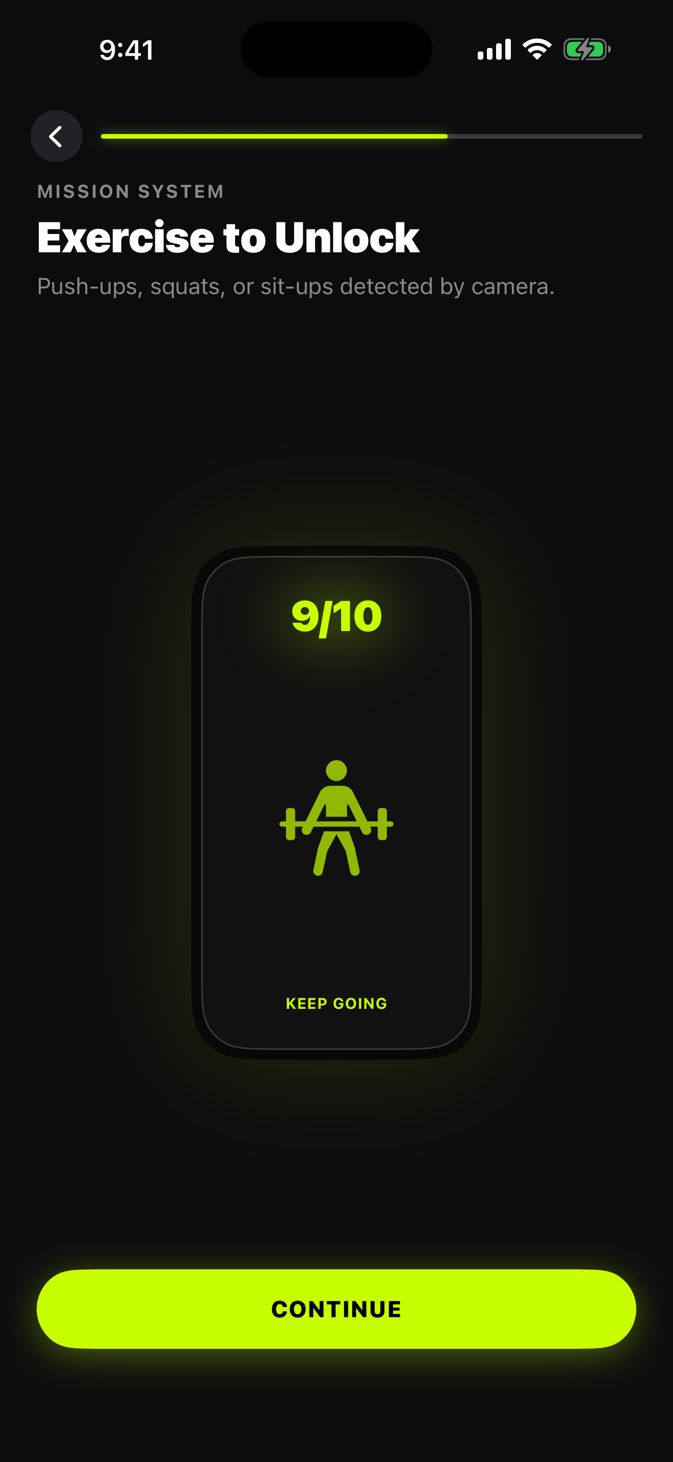 Push2Unlock counting push-ups live to earn an unlock